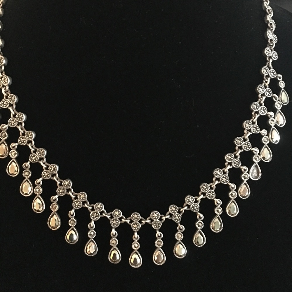 Marcasite Necklace, Sterling Silver, 46.4 grams.